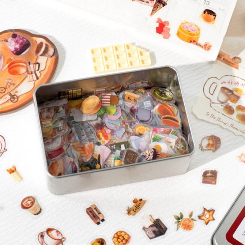 Coffee & Bakery Pattern Sticker, 1000pcs/box Waterproof PET Sticker, Creative DIY Decorative Sticker for Photo & Greeting Card & Cup