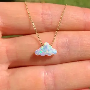 Cloud Opal Necklace for Women Teen Girls, Synthetic Opal Jewelry Gifts for Her