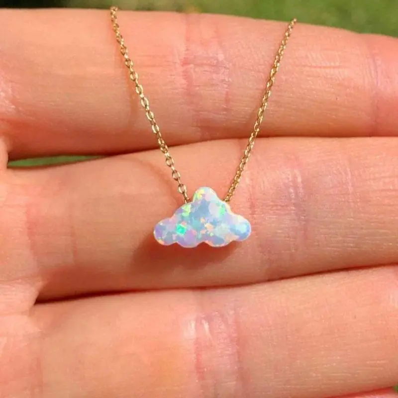 Cloud Opal Necklace for Women Teen Girls, Synthetic Opal Jewelry Gifts for Her