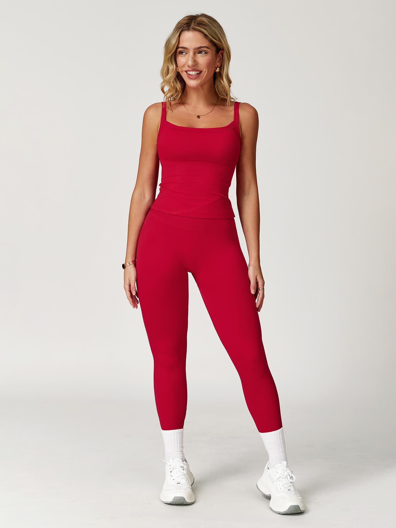 Women's Solid Cami Top & Leggings Sports Set, Casual Comfy Breathable Two-piece Outfits for Yoga Gym Workout Running, Ladies Sportswear for All Seasons, Yoga Clothes Set