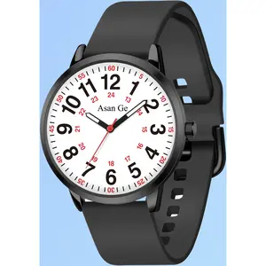 3ATM Waterproof Anti-Scratch Analog Nurse Watch - Luminous 12/24 Hour with Second Hand, Big Face Easy to Read, Soft Breathable Easy to Clean Gift for