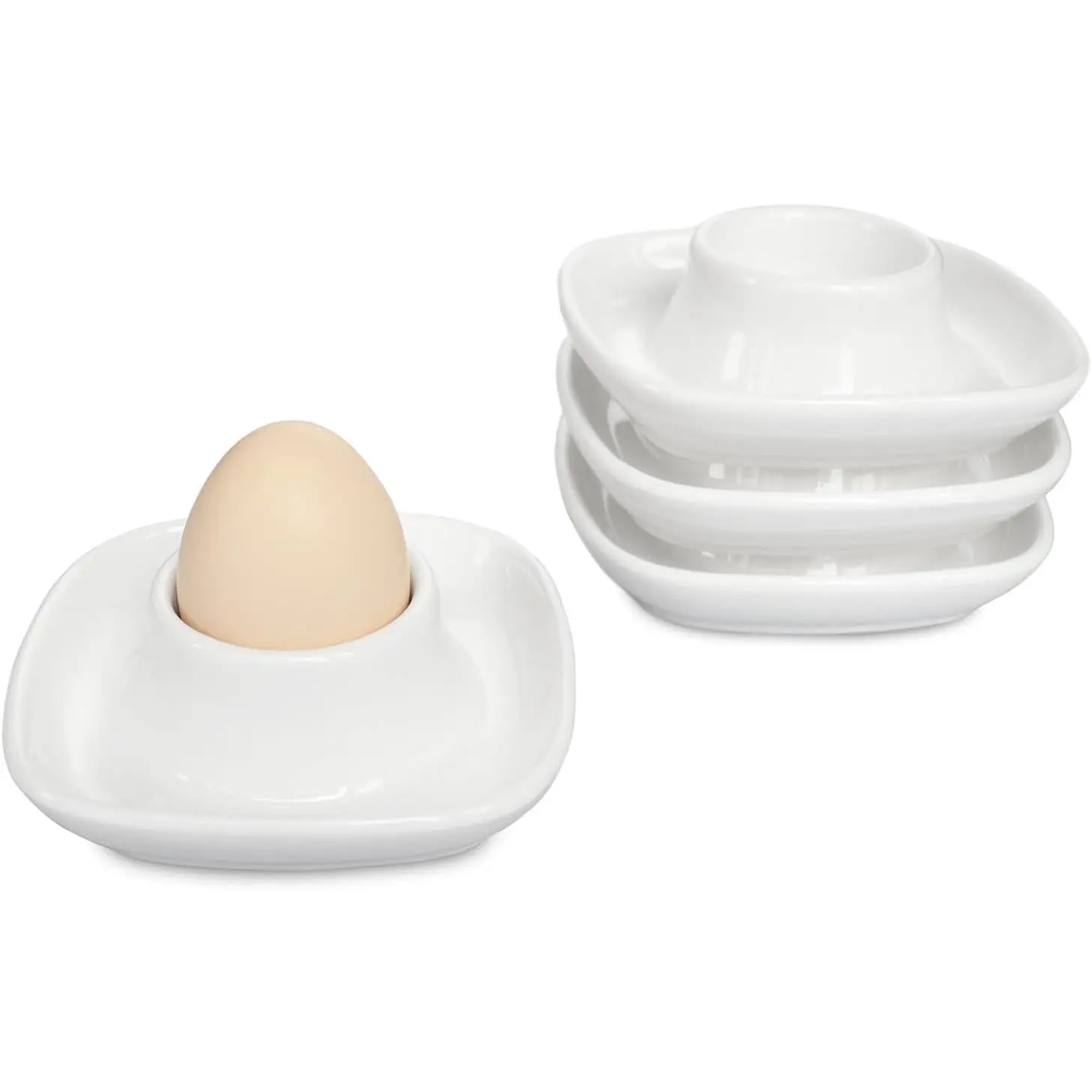 Ceramic Egg Cups for Soft Boiled Eggs, Egg Holder Porcelain Egg Dish for Breakfast for Easter (4 Pack)