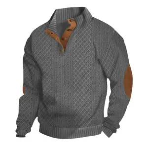 New Men's Stand-Collar Long-Sleeve Casual Outdoor Jacquard Knit Sweatshirt (European Sizing – Hot-Selling Cross-Border Item for Spring/Autumn)