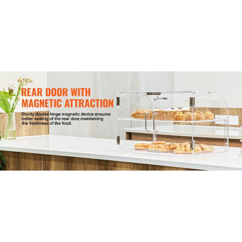 VEVOR Pastry Display Case, 2-Tier Commercial Countertop Bakery Display Case, Acrylic Display Box with Rear Door Access Removable Shelves, Keep Fresh for Donut Bagels Cake Cookie, 22x14x14 VEVOR Pastry Display Case, 2-Tier Commercial Countertop Bakery Display Case, Acrylic Display Box with Rear Door Access Removable Shelves, Keep Fresh for Donut Bagels Cake Cookie, 22x14x14