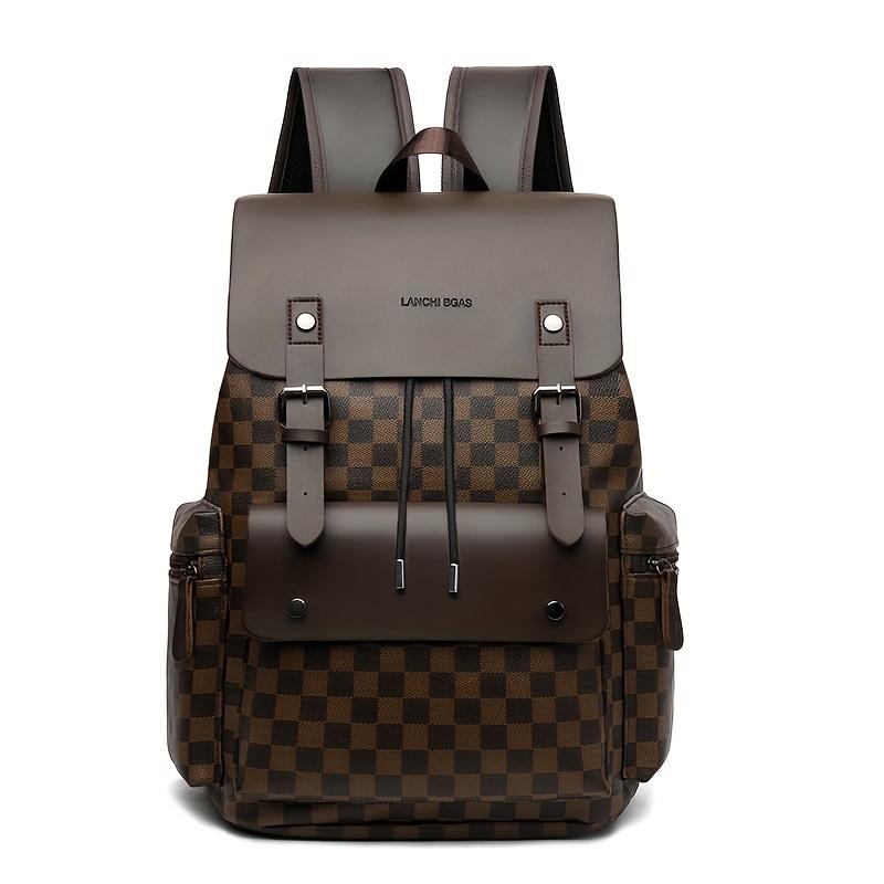 Men's Checkered Backpack - Large Capacity Laptop Bag with Adjustable Padded Straps, Multiple Compartments & Zipper Closure for Commuting, Office, Business Travel, Laptop Storage Bag|       Stylish Men's Backpack|       Professional Look Bag