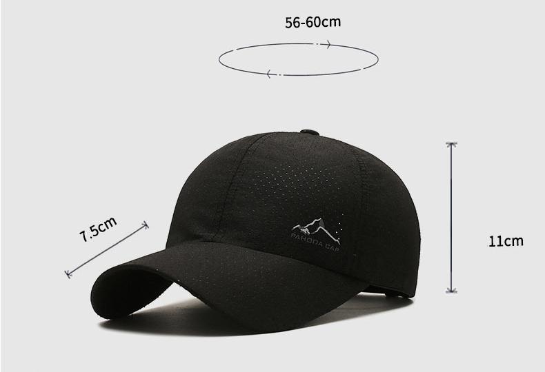 Quick-Dry Perforated Mountain Patch Baseball Cap | Unisex Lightweight Outdoor Hat - Adjustable Strap, UV Protection, Perfect for Hiking & Summer Activities
