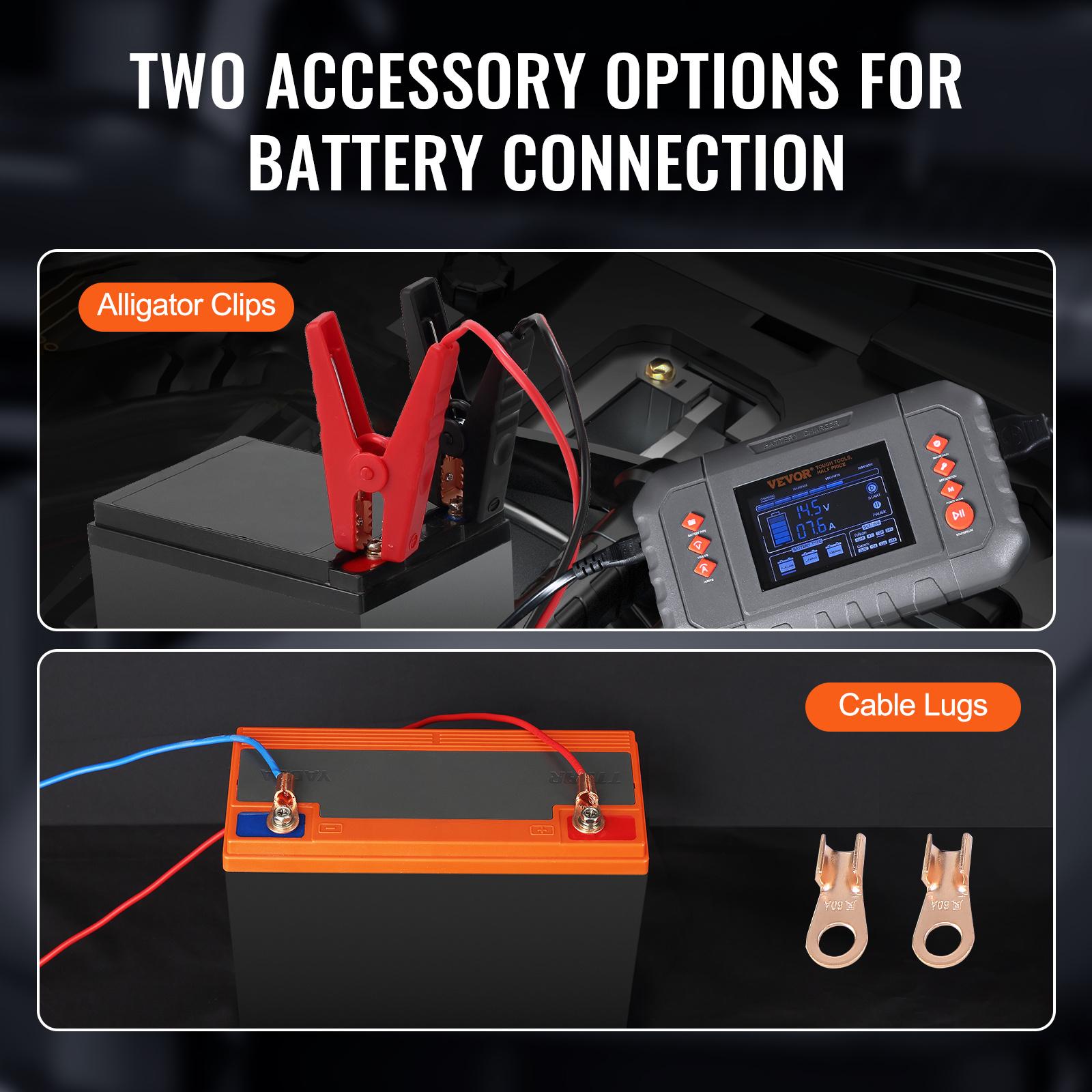 Smart Battery Charger, 35-Amp, Lithium LiFePO4 Lead-Acid (AGM/Gel/SLA) Car Battery Charger with LCD, Trickle Charger Maintainer Desulfator for Boat Motorcycle Lawn Mower Deep Cycle