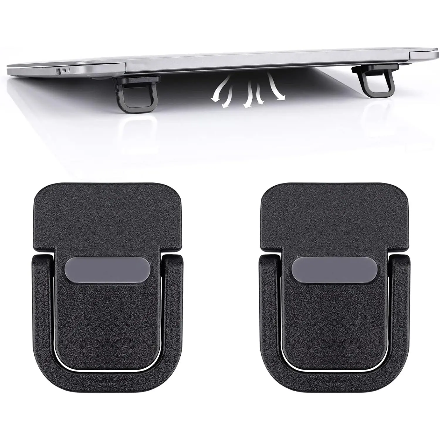 2 count Portable Keyboard Riser, Self-Adhesive Mini Laptop Stand Invisible  Keyboard Stand for Desk, Laptop  Compatible with Pro/Air, , Surface (Black)