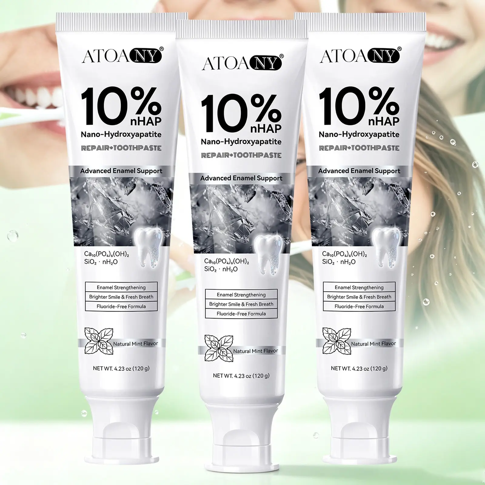 Nano-Hydroxyapatite Toothpaste 120g – 10% nHAP Biomimetic Formula Helps Repair Enamel. Fluoride-Free, Gentle Cleaning – Safe for Daily Use. Natural Mint for Long-Lasting Freshness. Ideal for Daily Oral Care.