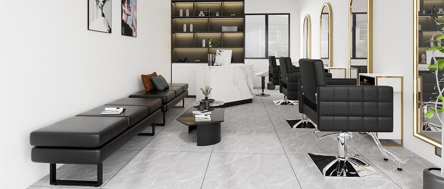 OmySalon Waiting Room Bench for Salon, 59.5'' Reception Bench Office Chair Seating, Faux Leather Guest Lobby Furniture Conference Room Chair for Beauty Barber Barbershop OmySalon Waiting Room Bench for Salon, 59.5'' Reception Bench Office Chair Seating, Faux Leather Guest Lobby Furniture Conference Room Chair for Beauty Barber Barbershop