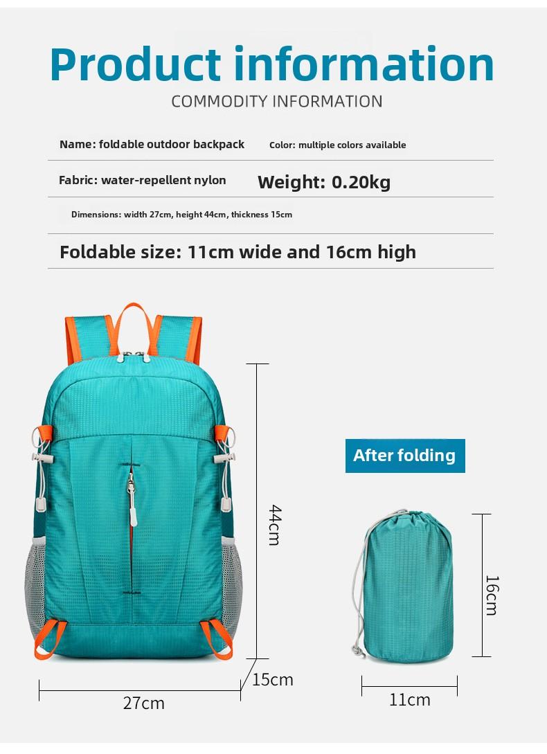 Sports Backpack Lightweight Travel Portable Folding Bag Men and Women Outdoor Mountaineering Bag Hiking Waterproof Backpack