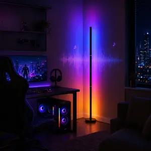 Smart RGB Corner Floor Lamp, 16 Million DIY Colors LED Standing Light with App & Remote Control, Music Sync, Dimmable Mood Lighting for Bedroom, Living Room, Dorm and Gaming Room