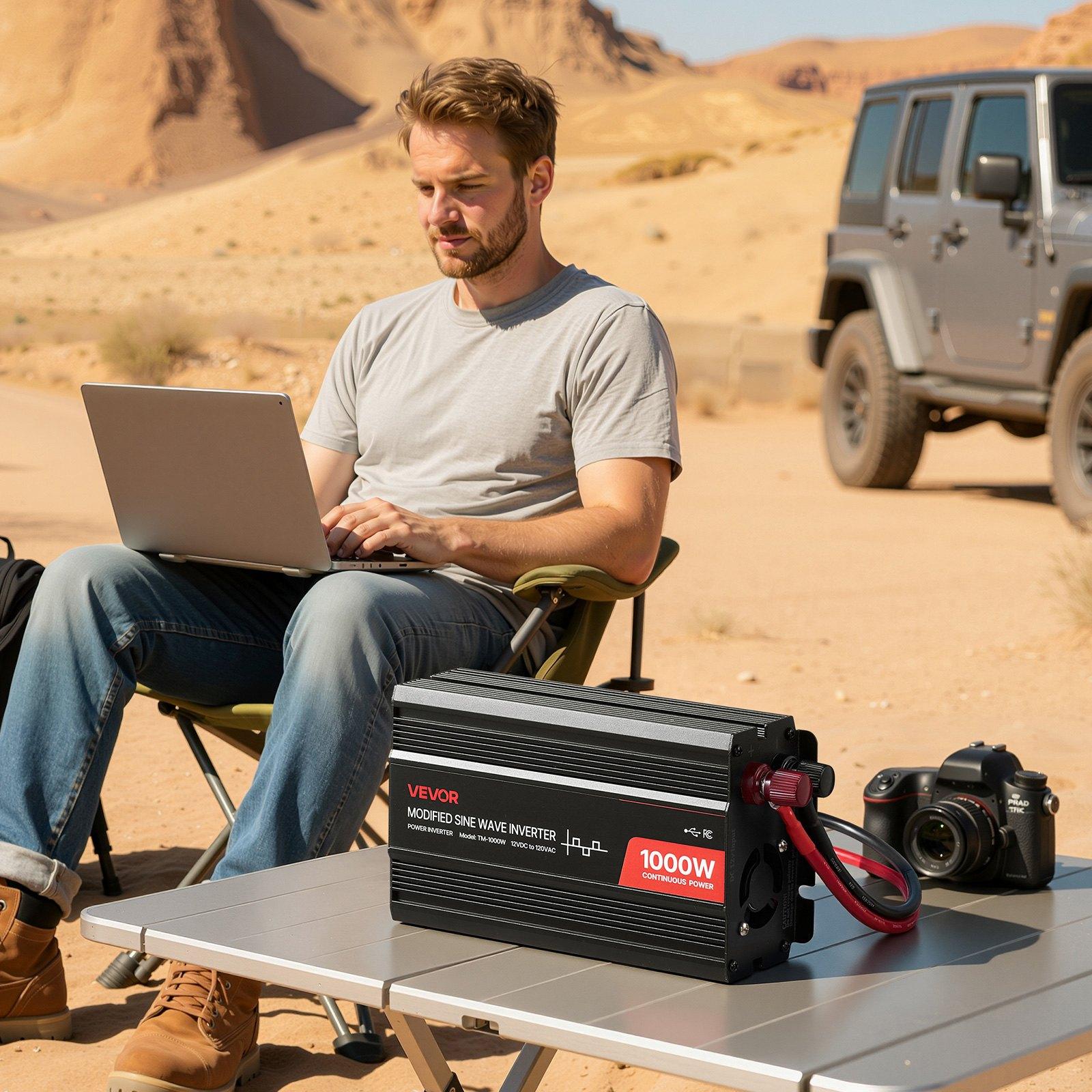 VEVOR 1000W Power Inverter, 12V DC to 120V AC Modified Sine Wave Inverter, Car Charger Converter with USB & Type-C Port, 2 AC Outlets, LED Indicator Light, Ideal for RV, Truck Outdoor Camping VEVOR 1000W Power Inverter, 12V DC to 120V AC Modified Sine Wave Inverter, Car Charger Converter with USB & Type-C Port, 2 AC Outlets, LED Indicator Light, Ideal for RV, Truck Outdoor Camping