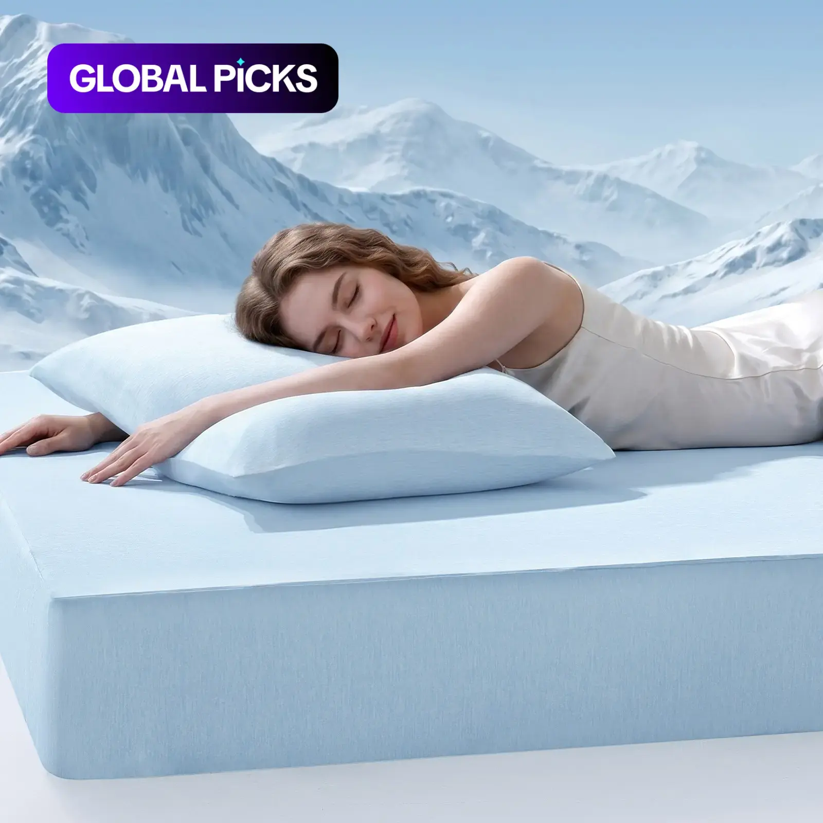 Cool Touch Fitted Sheet Set for Hot Sleepers, Q-Max 0.4, 360° Elastic Band, Soft Breathable Temperature Regulation Bedding for Night Sweats, 16-Inch Deep Pocket (Fits up to 18 Inches Mattress), Includes 1 Fitted Sheet & 1 or 2 Pillowcases #GLOBAL PICKS