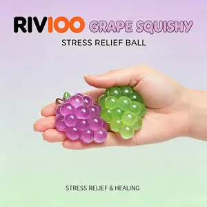 RIVIOO Super transparent high-value crystal grape pinch music decompression toy pendant ornament purple grape office vent toy