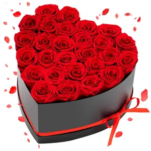 VEVOR Forever Flowers, 27 Preserved Roses in a Heart Shape Box, Eternal Flowers Immortal Bouquet Birthday Present for Delivery Prime Women Her Wife Mothers, Anniversary, Valentine's Day,Christmas, Re