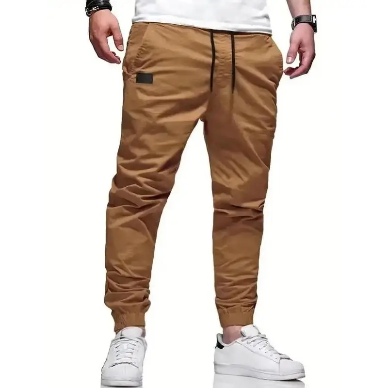 Tiktok Shop Store Men'S Clothing Clothes Men'S Men'S Solid Color Patched Drawstring Waist Jogger Pants, Loose Casual Pocket Trousers For Daily Wear, Fashion Men'S Bottoms For All SeasonsGift
