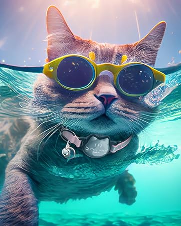 Waterproof Airtag Cat Collar, Breakaway Cat Airtag Collar with Luminous & Reflective Fish Pattern, Lightweight Kitten Collar for Apple Air tag, Hidden GPS Tracker Holder for Cats, Kittens(9-13")