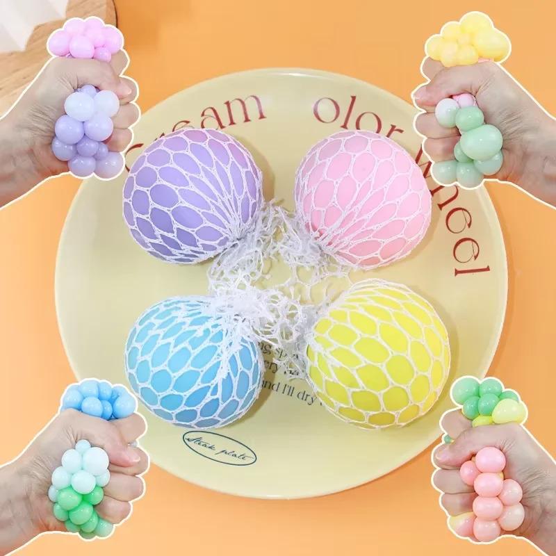 Colorful Mesh Grape Squeeze Balls Rainbow Squishy Ball Sensory Stress ...