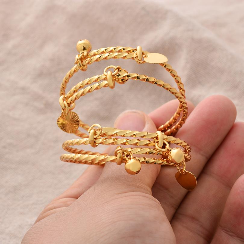 Ethiopian /Arab/African Lucky Bell Baby Kids Children Gold Color Birthday Bangle Bracelet Jewelry Gift