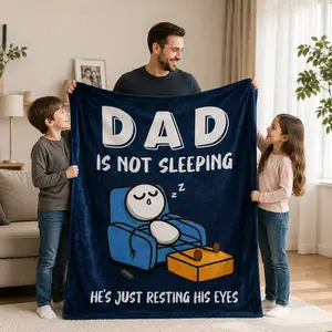 【Father's Day】Funny Birthday Gift for Dad Husband, Dad Is Not Sleeping Flannel Blanket, Fathers Day Dads Gifts From Daughter Son, Super Soft Throws Blanket for Couch and Napping