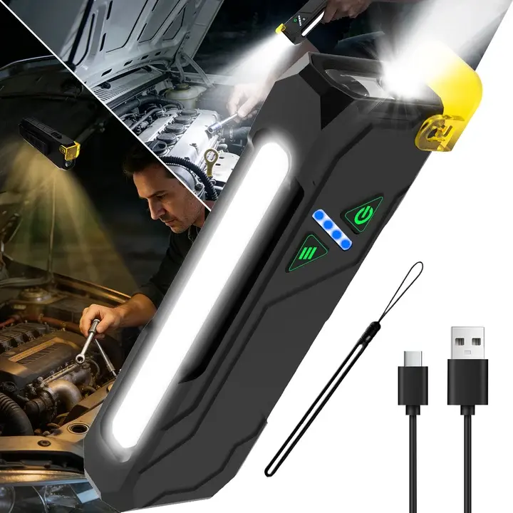 Waterproof Handheld Pocket Torch 3-in-1 EDC Flashlight, 680 Lumen Bright Main Light with UV Detection Purple Light & 7 Color RGB Side Light, Magnetic Clip Multi Modes for Outdoor Camping Auto Repair Emergency