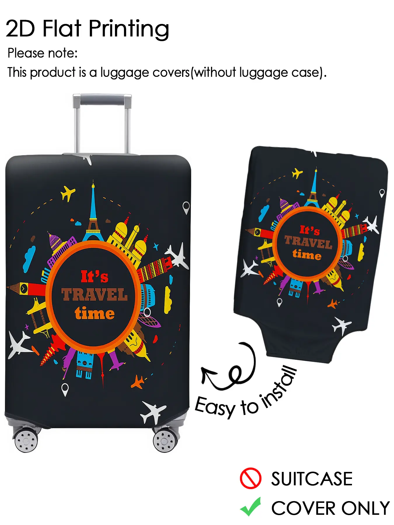 Landmark Circle Travel Luggage Cover, Luggage Dust Cover, Elastic Fabric, Personalized Pattern Not Easy to Confuse, Suitable for 18-32 inch Luggage, Essential Travel Accessory, Luggage Accessories
