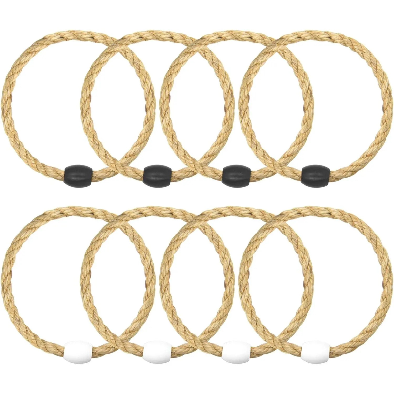 8 Pack Sisal Rope Ring Toss Game Replacement Parts for Adults and Kids, Outdoor Toss Rings for Agility Practice and Speed Game and Yard Games and Lawn Games for Party (Black and White)fidget toys