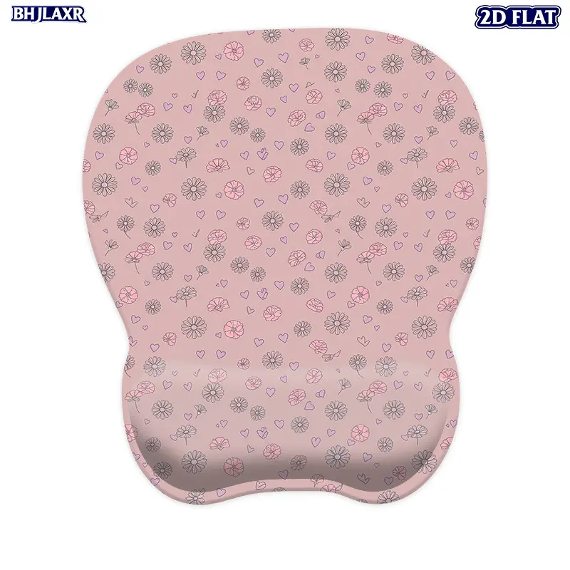 1Pc 2D Flat Aesthetic Floral Mouse Pad with Wrist Support, Mousepad with Memory Foam Mouse Wrist Rest and Non-Slip Base for Office Supplies, Home Desk Decor, Stylish Gift