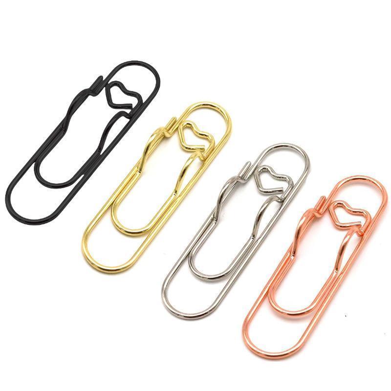 1 Box 6Pcs 3 Colors Heart Pen Clip Metal Pencil Clips Multifunctional Rose Gold Silver Carbon Steel Paperclip Portable Large Size Holder for Notebook Book Journal Office School Accessories