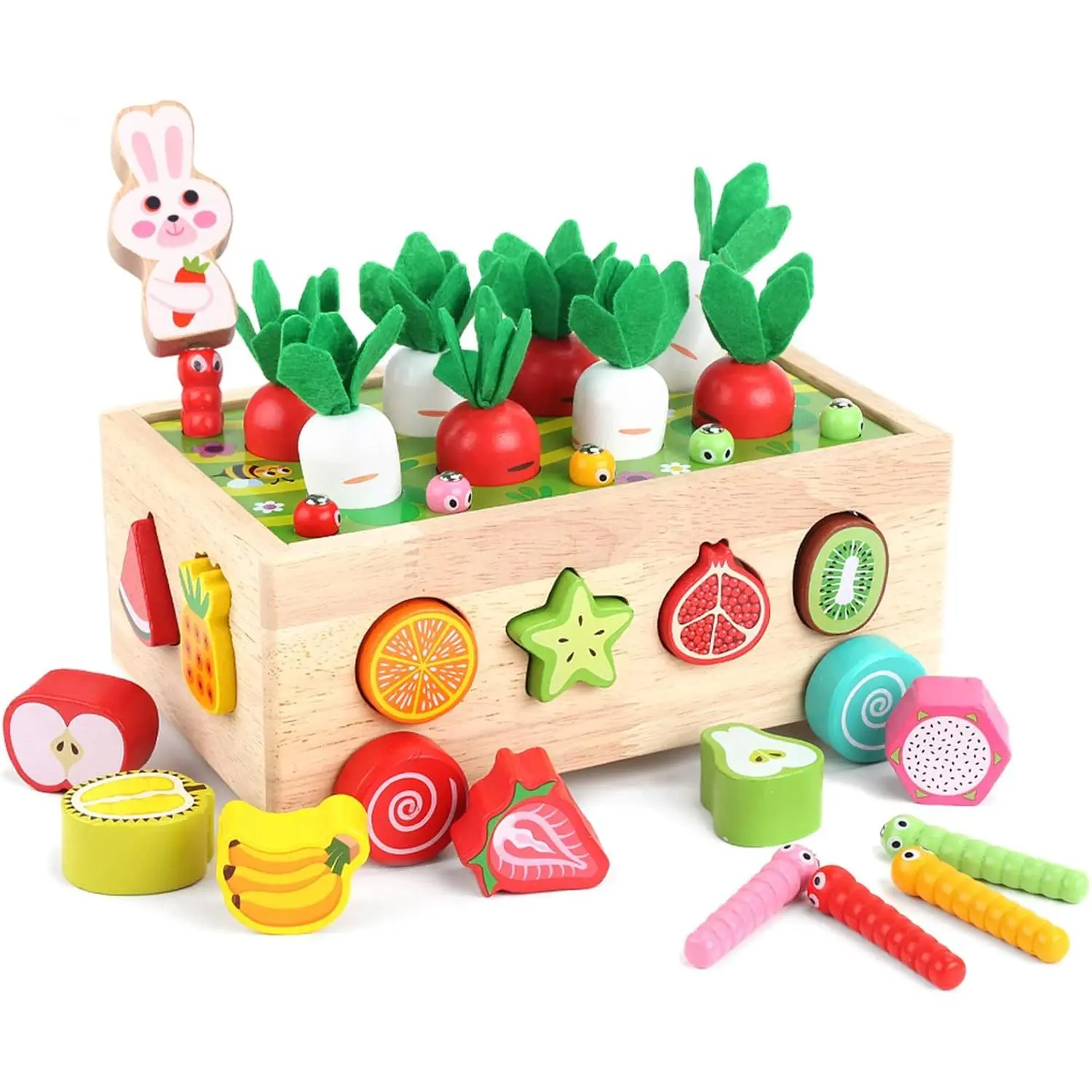 Montessori Wooden Shape Sorting Toys for 12M-3Y Toddlers, Fruit-Themed Preschool Learning Game for Fine Motor Skills, 1st Birthday Gift for Kids, Children's Day Present