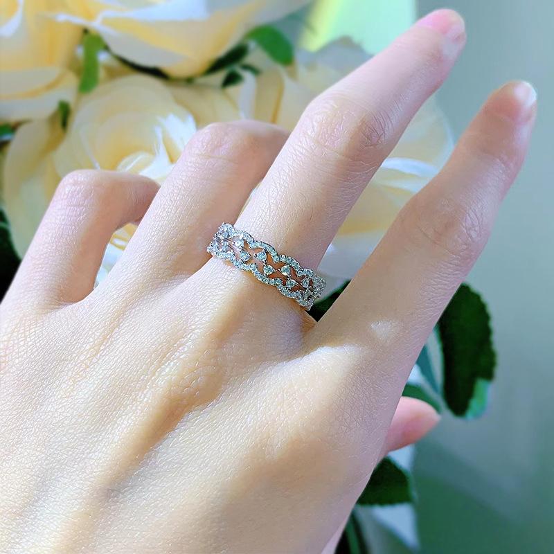 S925 Sterling Silver Lace Ring 6A Cubic Zirconia Ring fashion jewelry accessory woman girl promise ring-411(50%)