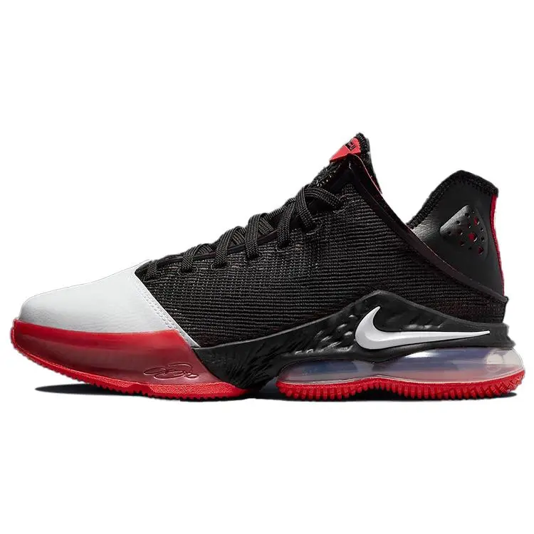 Nike LeBron 19 Low-Top Basketball Shoes for Men – Rounded Toe, Comfortable, Black White Red Verifiable, with credentials and supporting global authentication