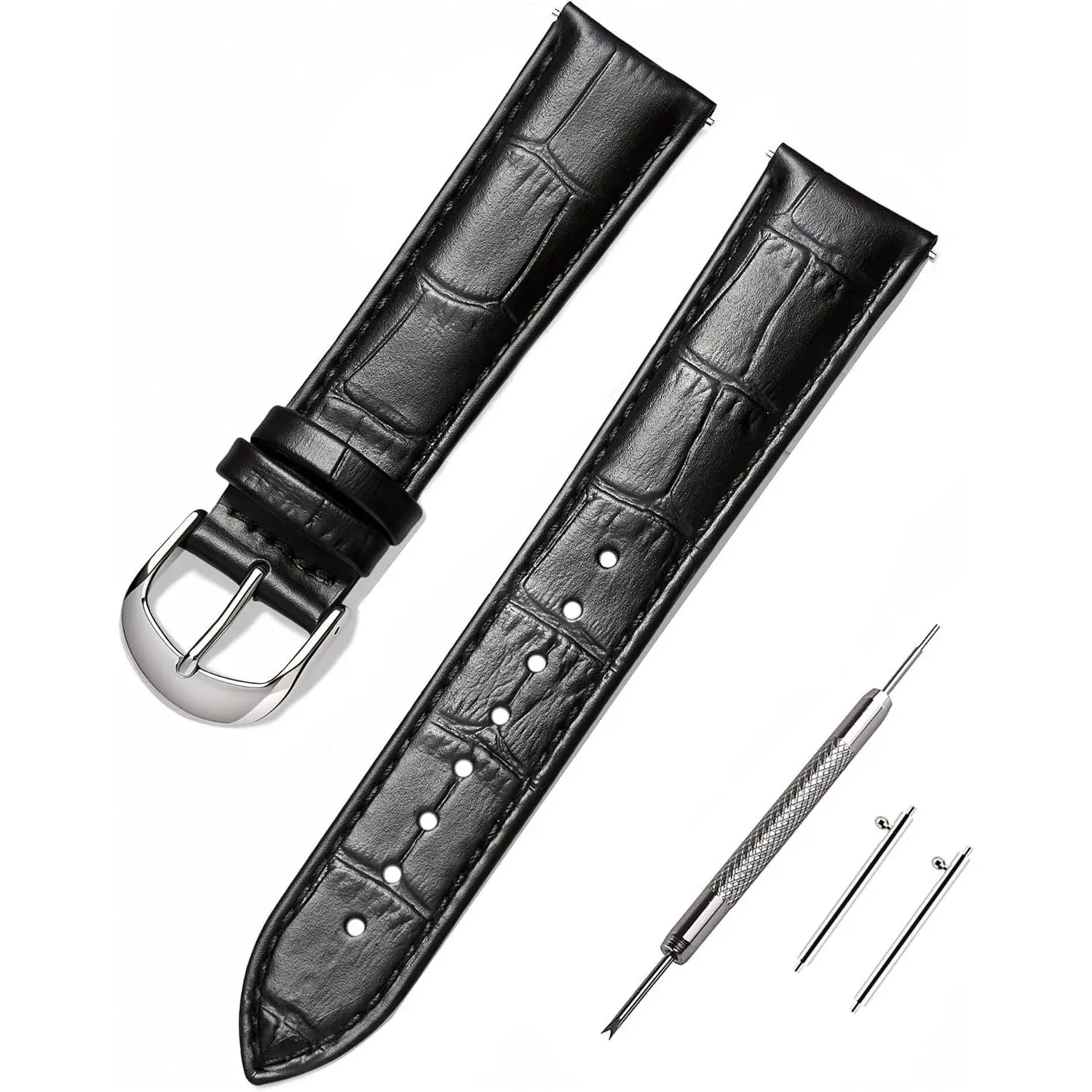 Alligator Grain Leather Quick Release Watch Bands for Men Women | Crocodile grain, Swap watch straps in seconds, Multiple colors and sizes to suit casual and formal wear