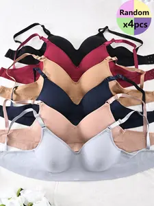 75B-90C,Women's Wireless Comfortable Bra, Molded Cup, Breathable Soft, Adjustable Straps, Buckle Design, Elegant Daily Underwear, Everyday Wear,Basic Ladies Bra,All Seasons