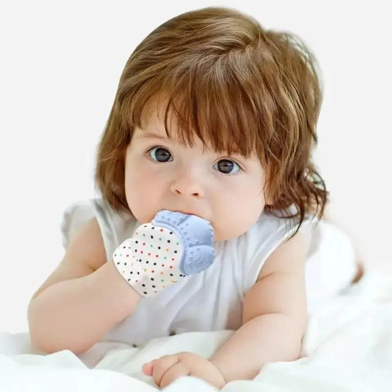 Baby Teething Mitten, Soft Silicone Teether Glove for Infants, Soothe Sore Gums & Protect Baby Hands from Scratches, Newborn Essential Gift