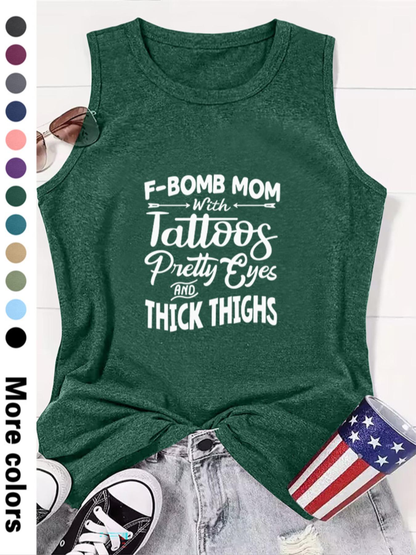 Women's Letter Print Round Neck Tank Top, Summer Clothes Women, Casual Sleeveless Crew Neck Top for Summer, Women's Top for Daily Wear