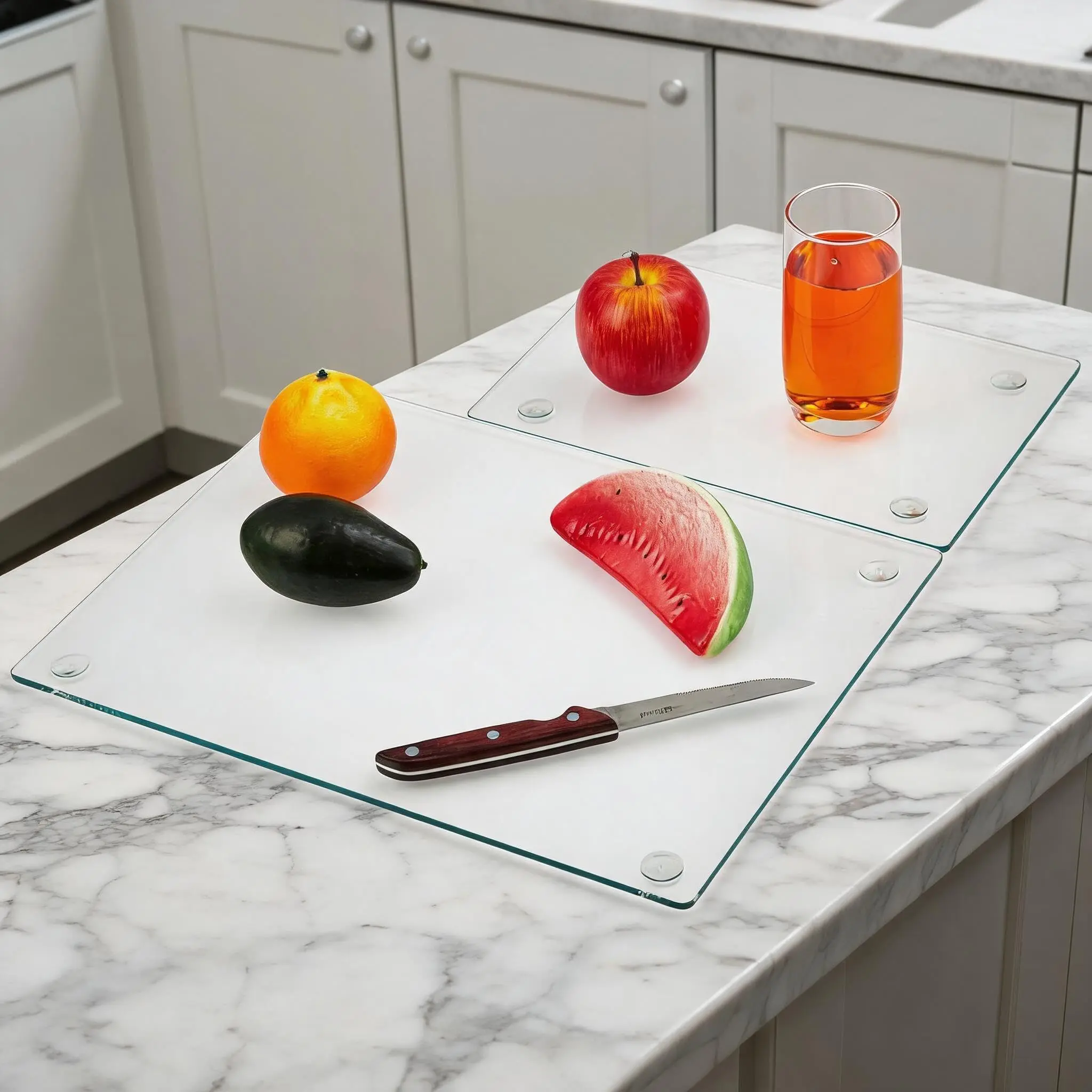 GARVEE Tempered Glass Cutting Board for Kitchen, Transparent Kitchen Board for Countertop, Non-slip Cutting Board, Scratch, Heat and Break Resistant, Easy to Clean, 12 x 16 inches