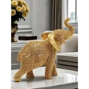 1pc Shiny Gold Mini Elephant Statue, Lucky Wealth Resin Elephant Sculpture, Suitable For Living Room, Bedroom, Office Resin Desktop Decor, Ideal Gift For Valentine's Day, Easter, Mother's Day, Creative Desktop Ornament