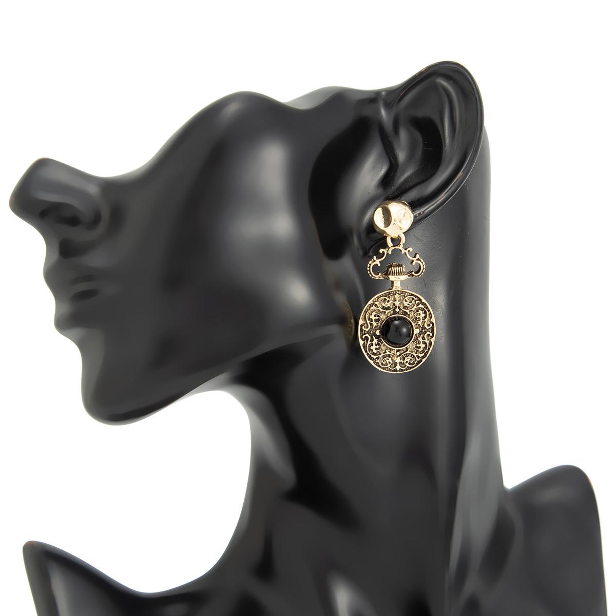 French Vintage Hollow Floral Disc Earrings – Fashionable Geometric Rhinestone Long Tassel Earrings