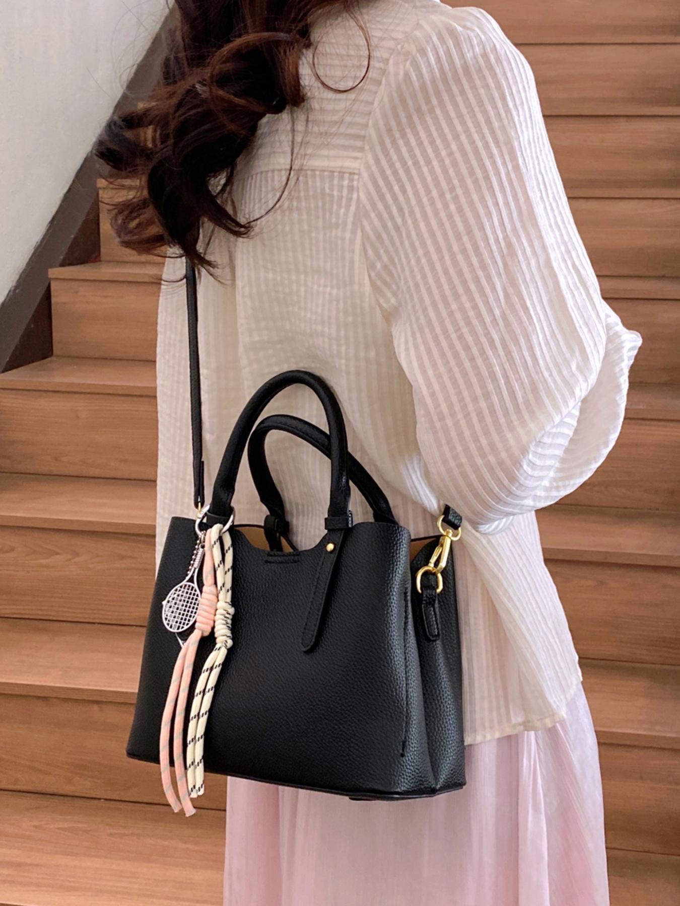 Women's Elegant Snakeskin Pattern Handbag, Fashionable Lychee Pattern Shoulder Bag with Top Handle, Casual Trendy Versatile High-quality Daily Commuting Bag, Commuter Bag, Elegant Bags