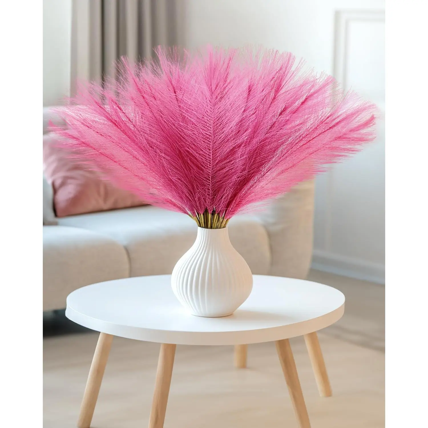100 count Faux Pampas Grass Decor, 17.7inch Hot  Short Artificial Pompous Grass   Pompas Grass Branches Vase Filler Flower Arrangement for  Wedding Centerpieces Decor, Rose Red