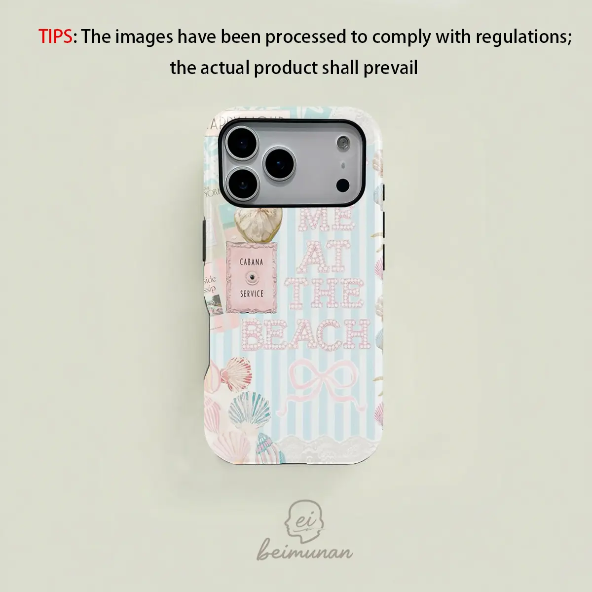 Personalized TPU-PC 2-in-1 MagSafe Compatible Cellphone Case with MagSafe Popsocket - Sweet Pink-White Striped, Seashell & Bow Design, 1-Piece Protector, Women's Mobile Accessories for Multi-Model iPhone 17/16/15/14/13/12/11 Pro Max/Plus/Pro