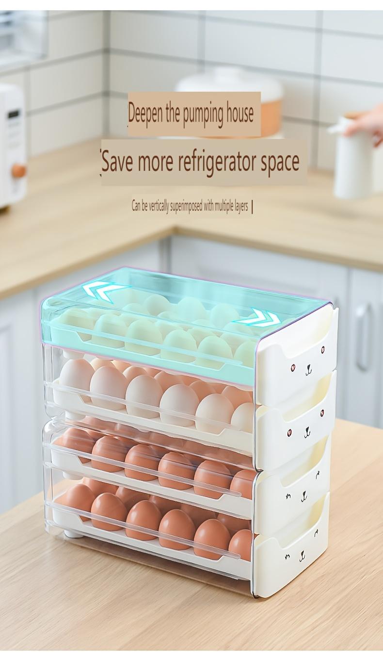 1pc 18/36 Compartment Drawer-Type Egg Rack, Transparent Rectangular Stackable Egg Box, Kitchen Supplies