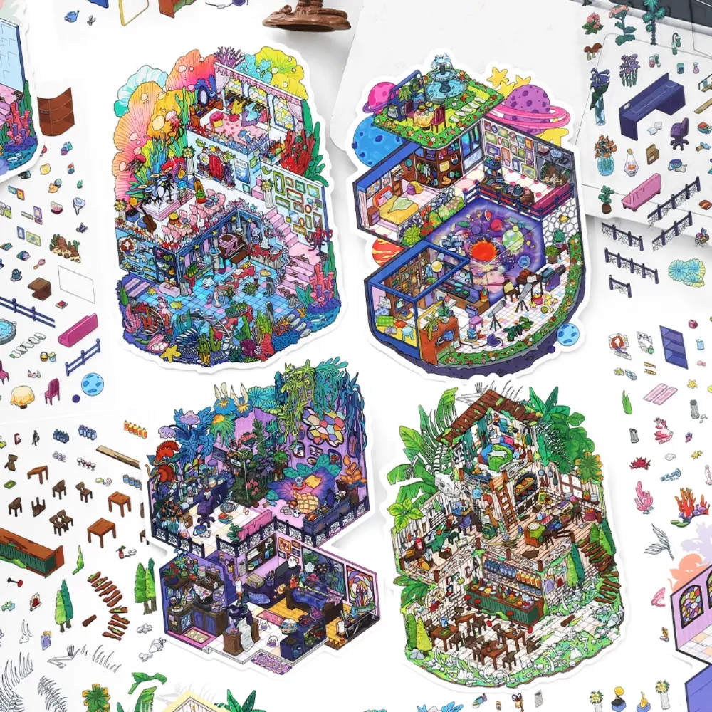 Creative 3D Fun Sticker Set, DIY Kids & Adults Toy, Stress Relief Decorative Stickers, Perfect for Scrapbooks & Crafts