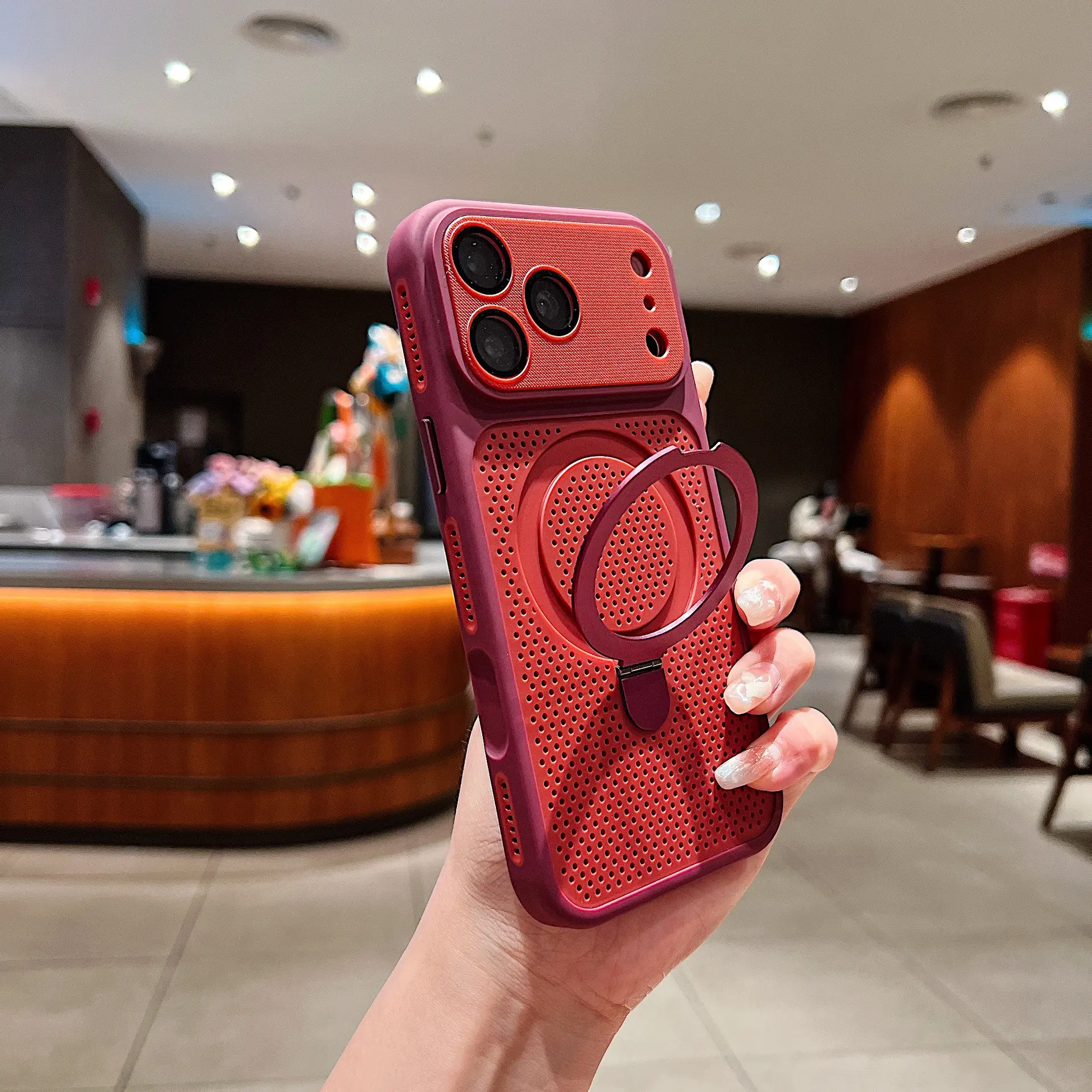 Magnetic Cooling Stand Phone Casing for iP 18 Pro Max - Shockproof Waterproof Cover, Tempered Anti-Fall Protector, Wireless Accessory, iOS Device Compatible