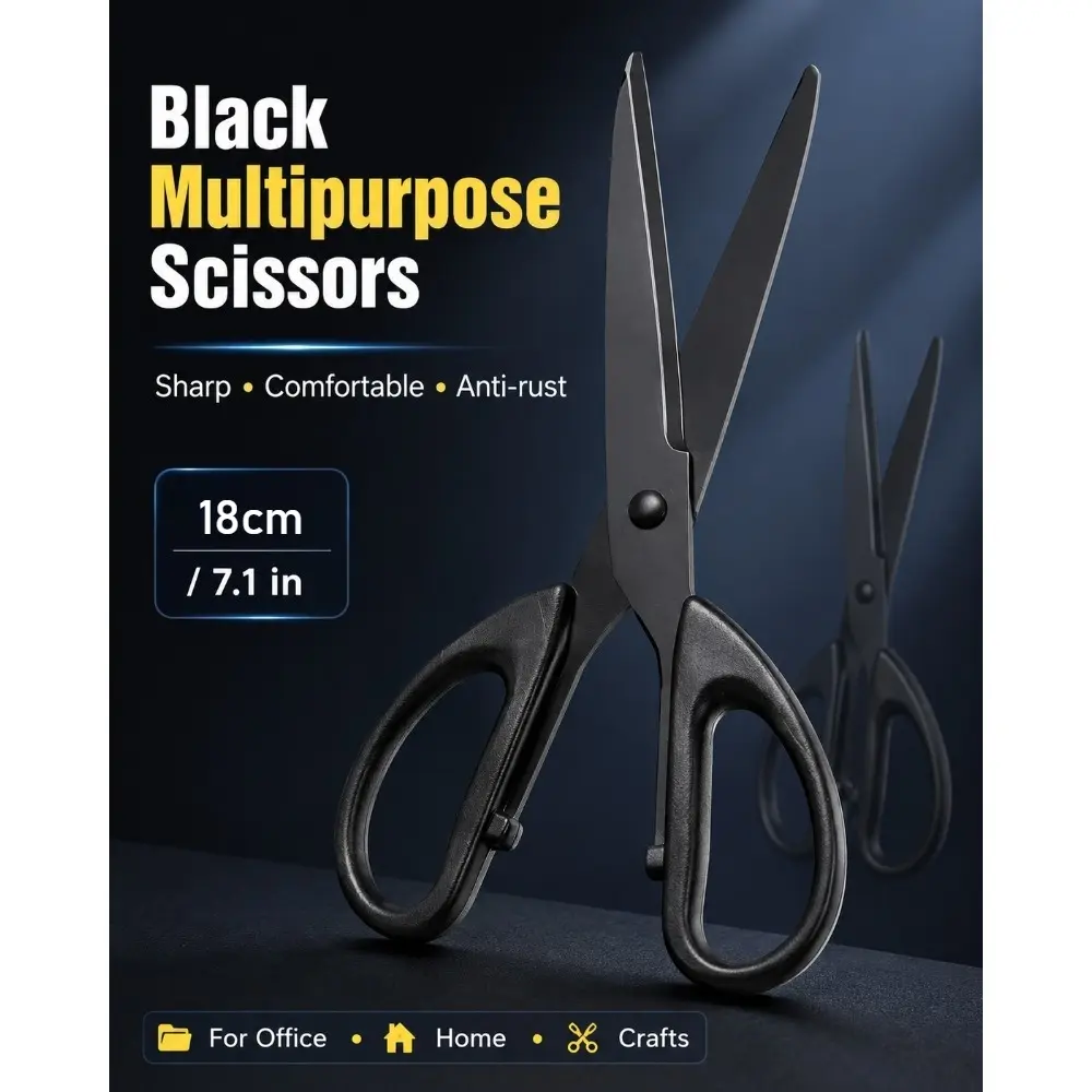 Stainless Steel Multipurpose Scissors, Household Kitchen Scissors, Non‑Stick Safety Thread Scissors for Home Kitchen Office Daily Use