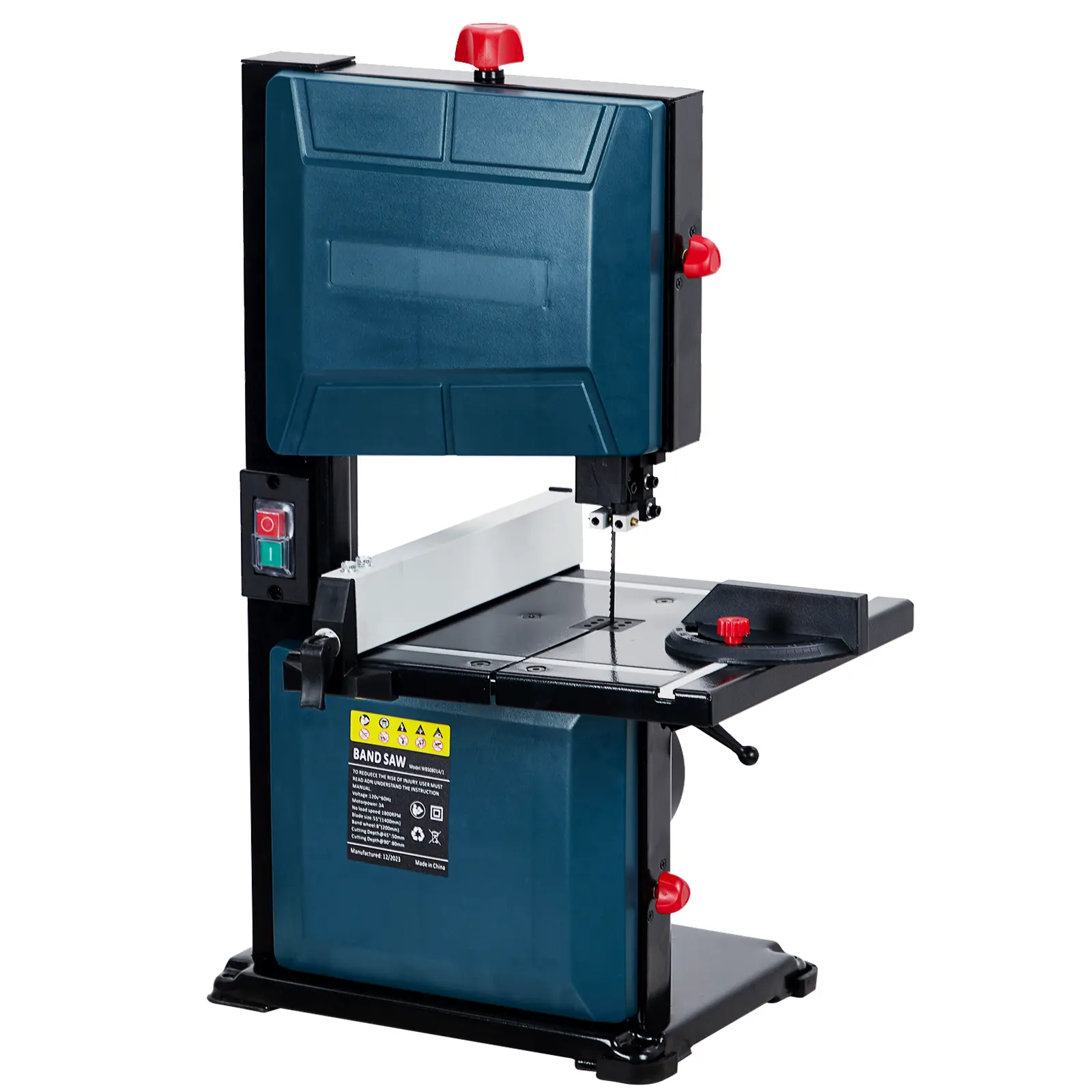 8-Inch Benchtop Bandsaw – 3-Amp Pure Copper Motor – 1800FPM Speed – 0-45° Tilting Table – for Woodworking, Metal, Plastic