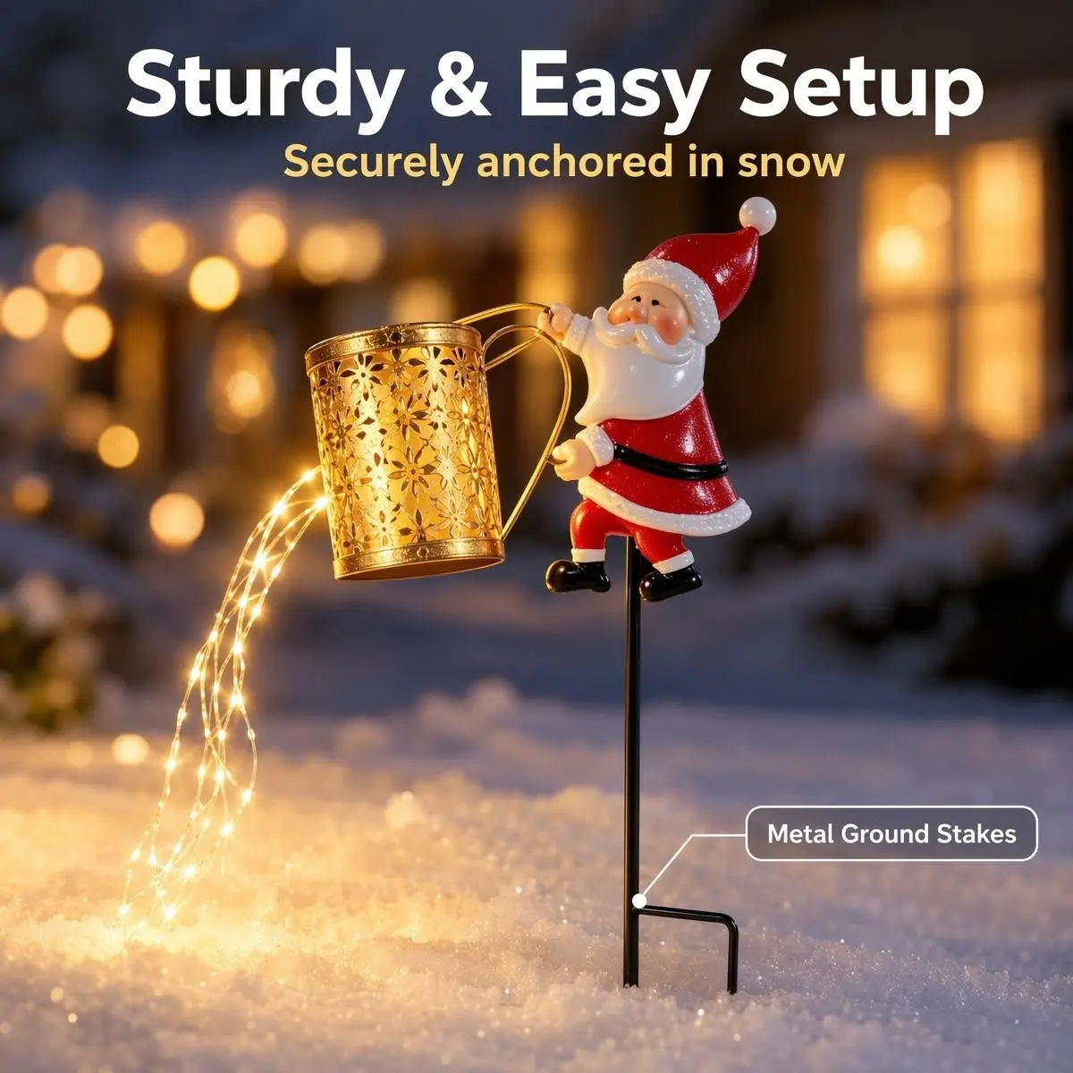 Solar Powered Christmas Lantern, Automatic Night Light, Waterproof Garden Decor, No Wiring, Perfect for Holiday Parties