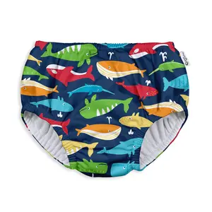 baby boys Pull-up Reusable Absorbent Swimsuit and Toddler Swim Diaper, Navy Whale League, 3T US